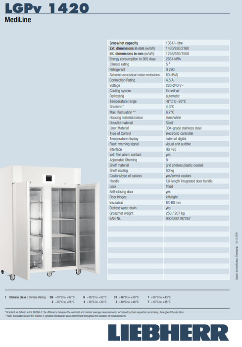 Liebherr LGPv 1420 Laboratory Freezer-1361 litres