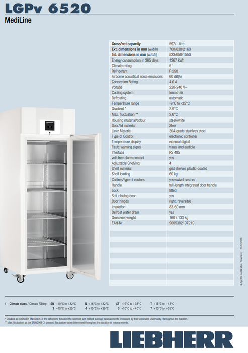 Liebherr LGPv 6520 Laboratory Freezer (Solid Door)-597 litres