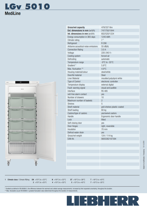 Liebherr LGv 5010 Laboratory Upright Freezer-478 litres