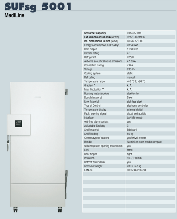 Liebherr SUFsg 5001 Ultra-Low Temperature Upright Freezer-491 Litres