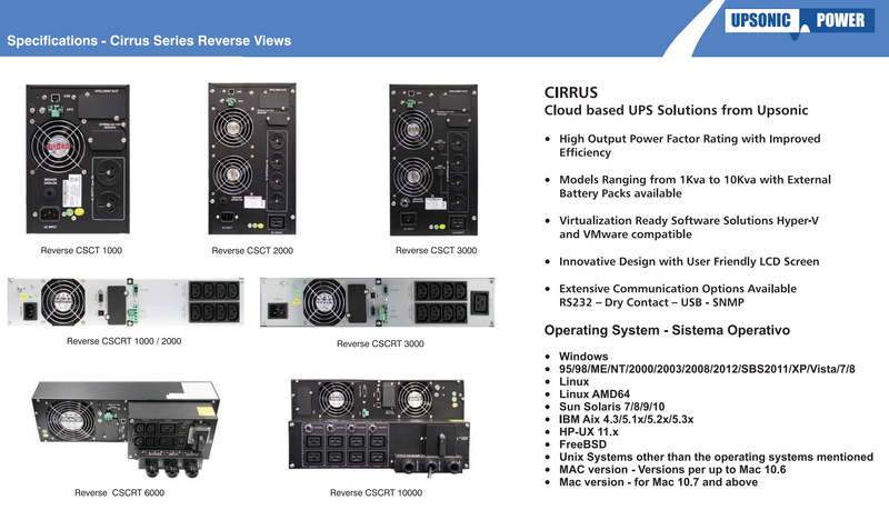 Upsonic Cirrus CSCRT2000 Uninterruptible Power Supply (RACK MODEL)